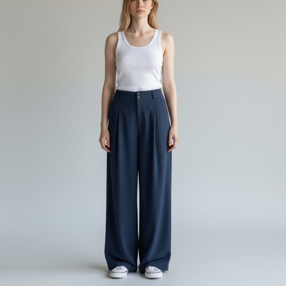 Halara Flex High Waisted Shirred Straight Leg Pants NWT Women's Sz XL Navy